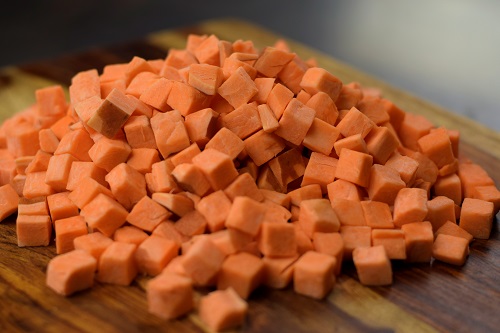 Sweet Potatoes, Orange (Fresh - Cubes 1/2") 4 x 5 LB bags/case (est 66 1/2c srv/cs)